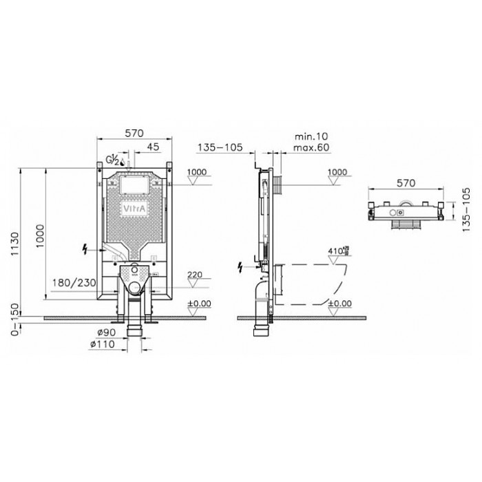 Инсталляция для подвесного унитаза VitrA Pro 765-5800-01 (замена 750-5800-01)