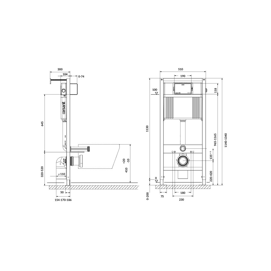 Инсталляция для унитаза Cersanit Aqua PRIME P 50Z пневматическая оцинкованная (63476)