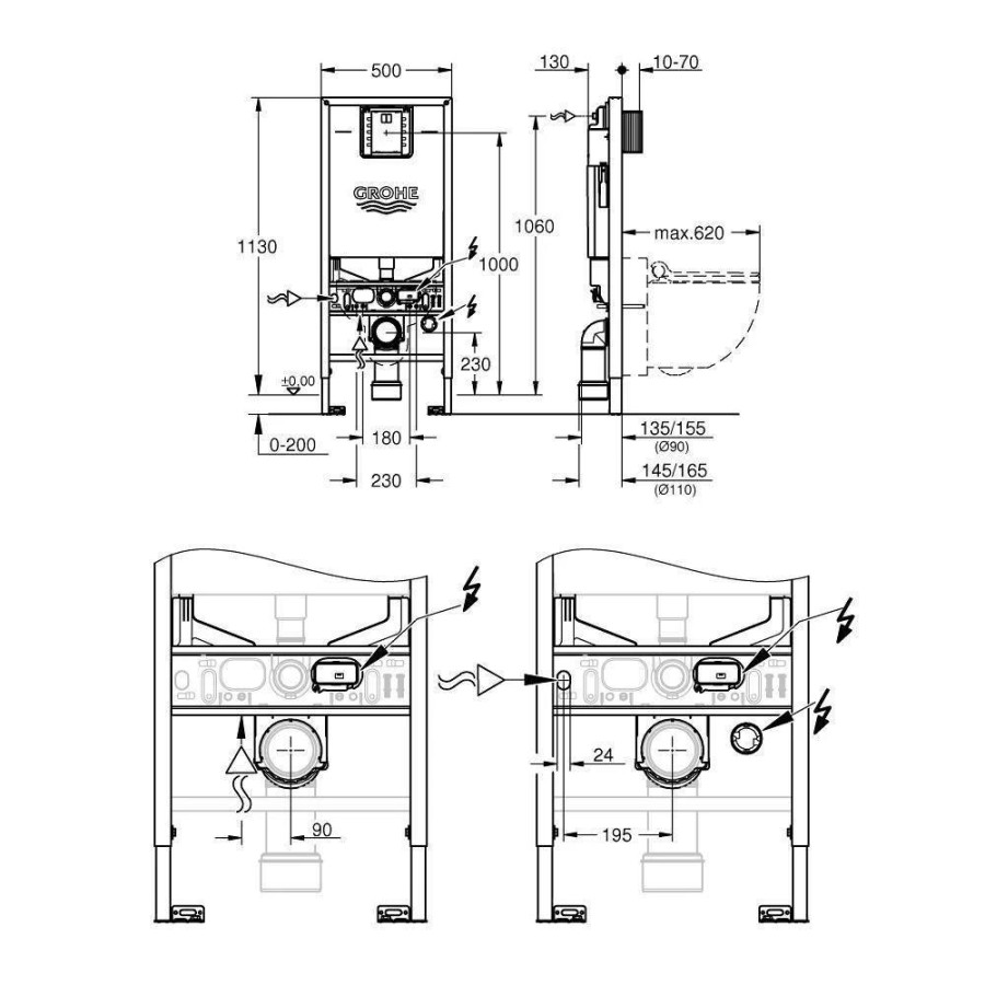 Инсталляция для подвесного унитаза GROHE Rapid SLX 39596000