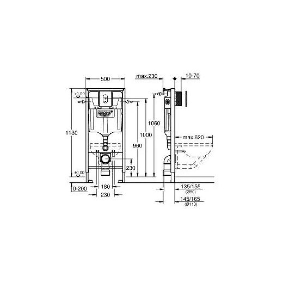 Инсталляция для унитаза Grohe Rapid SL 38929000 в комплекте с клавишей