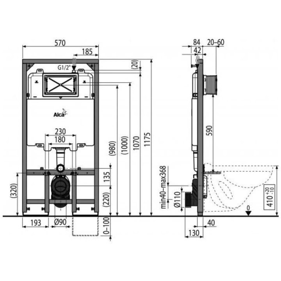 Инсталляция для унитазов AlcaPlast Sadromodul Slim AM1101/1200