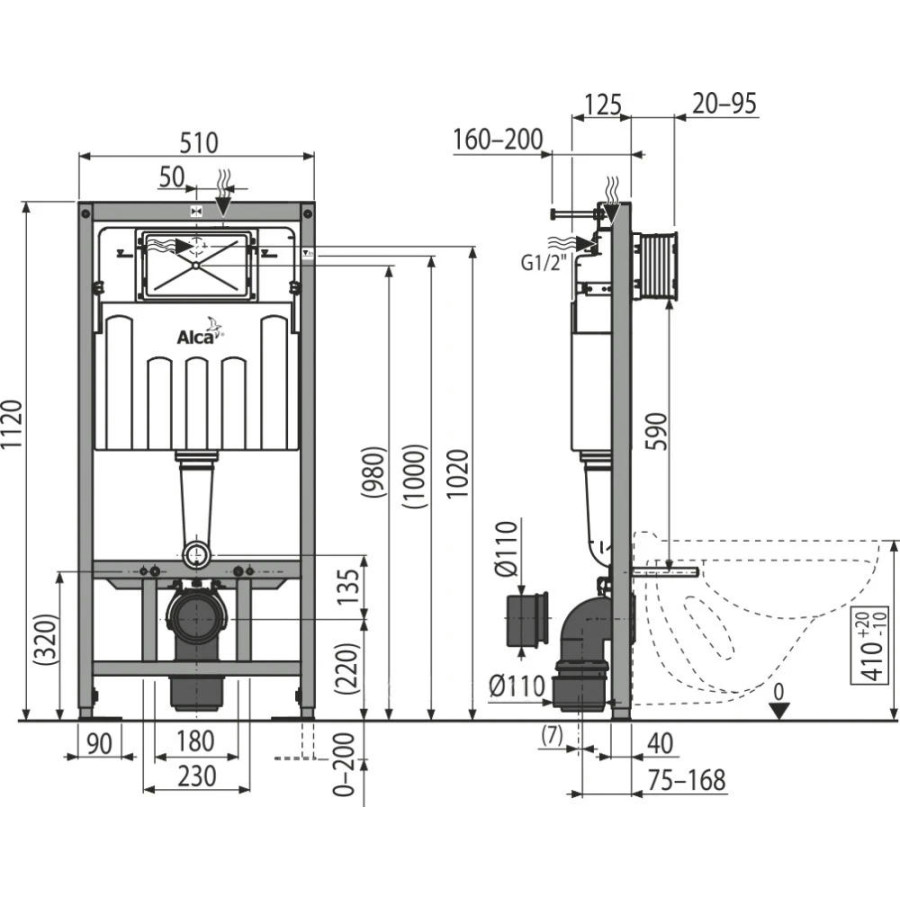 Инсталляция для унитаза AlcaPlast AM101/1120-3:1 RU M371-0001 3 в 1