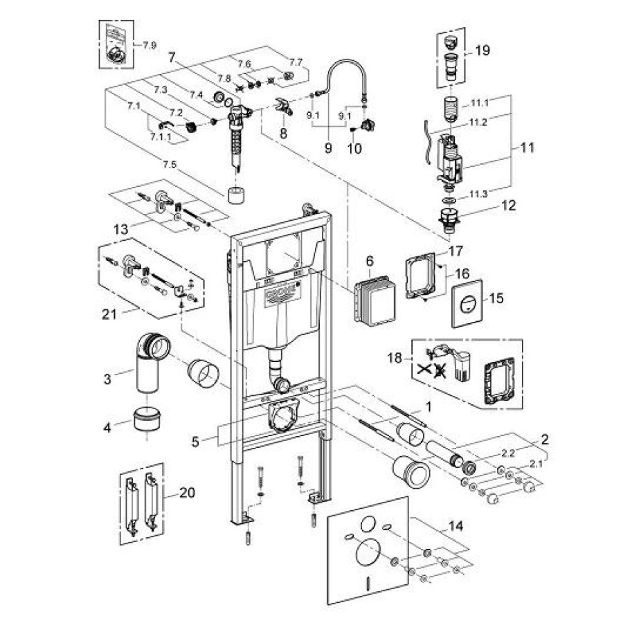 Инсталляция для унитаза Grohe Rapid SL 38813001 в комплекте с клавишей