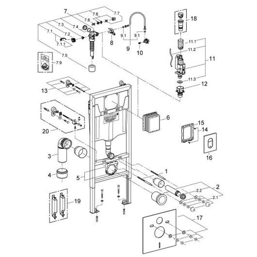 Инсталляция для унитаза Grohe Rapid SL 38929000 в комплекте с клавишей