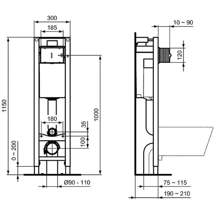 Инсталляция для унитаза Ideal Standard Prosys Eco Frame M E233267 без клавиши смыва