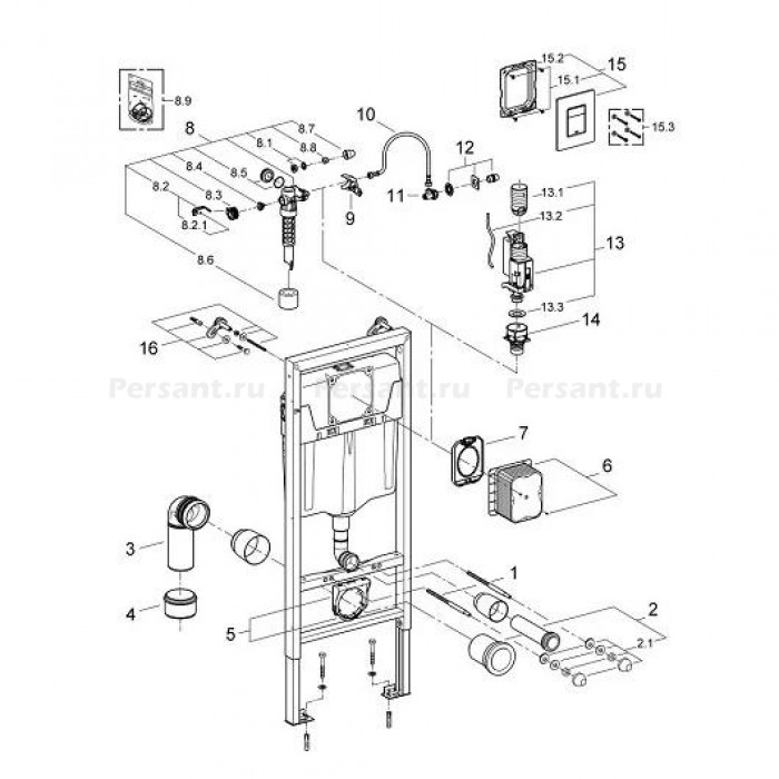 Инсталляция для унитаза Grohe Rapid SL 38772001 комплект 3 в 1, клавиша хром глянец