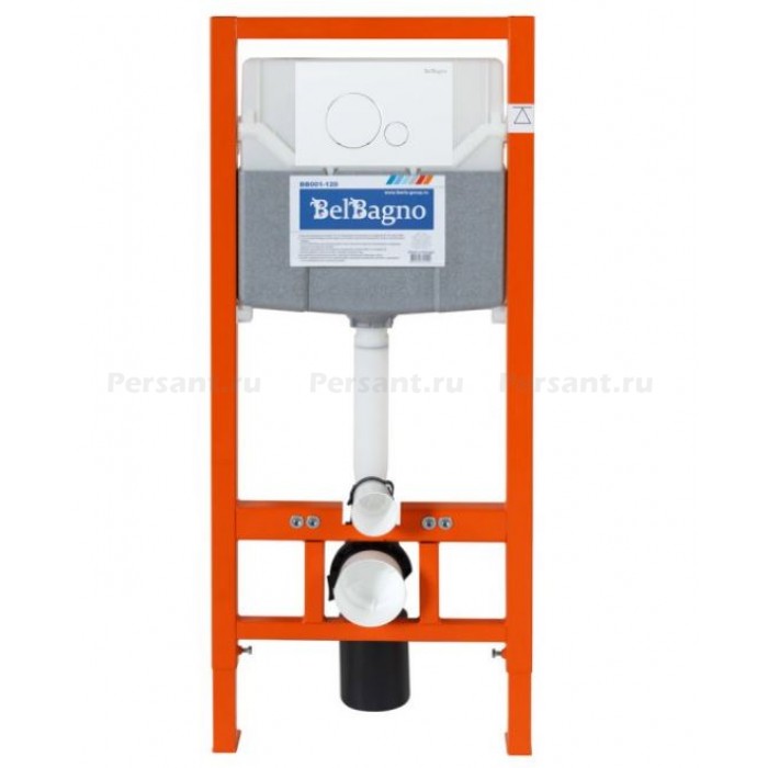 Инсталляция для унитаза BelBagno BB001-120/BB014-SR-BIANCO с белой клавишей смыва 