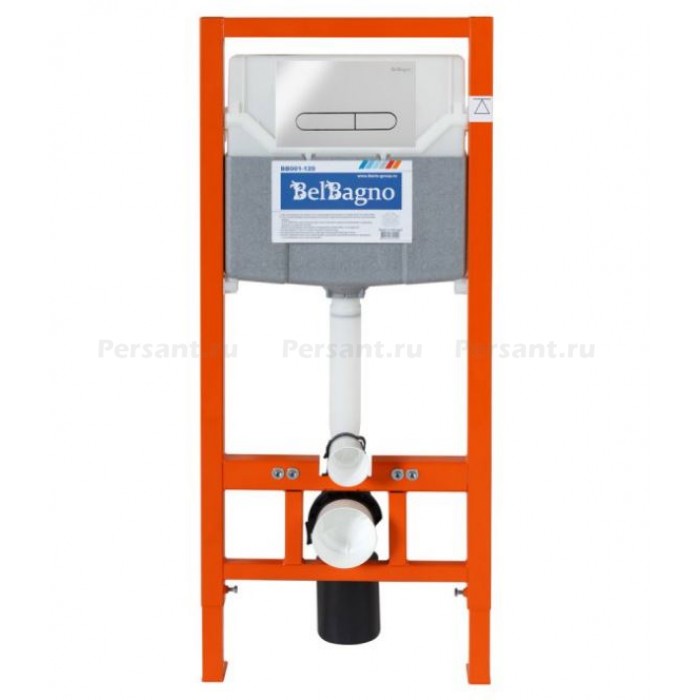 Инсталляция для унитаза BelBagno BB001-120/BB005-PR-CHROME с клавишей смыва хром