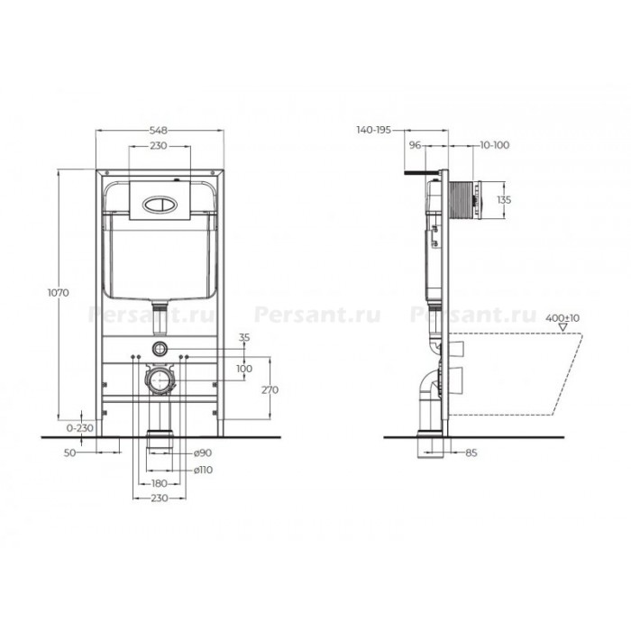 Инсталляция для унитаза BelBagno BB026/BB042BL с белой клавишей смыва