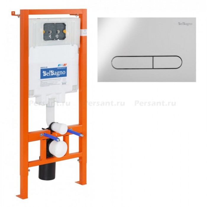 Инсталляция для унитаза BelBagno BB002-80/BB005-PR-CHROME с клавишей смыва хром