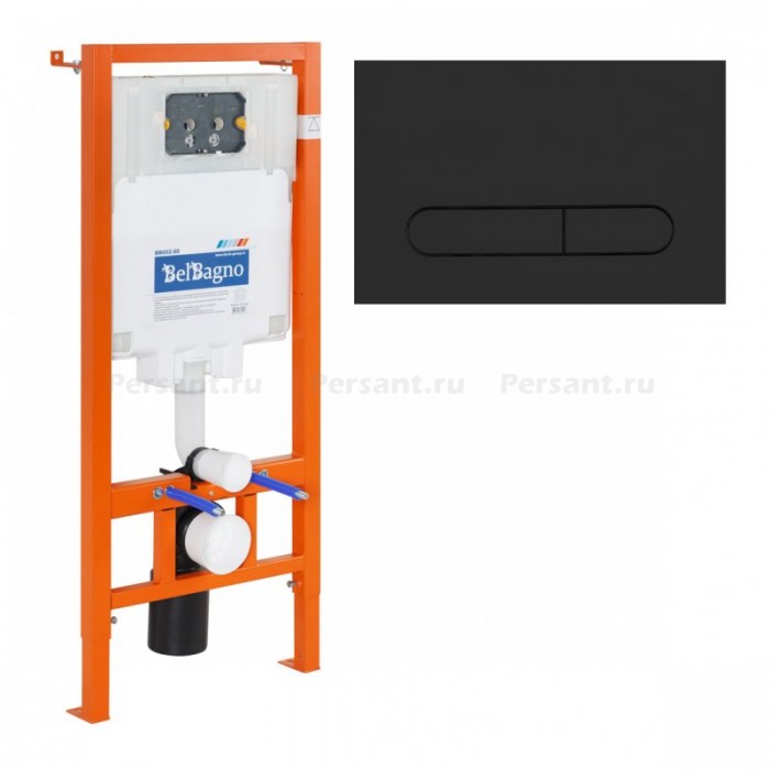 Инсталляция для унитаза BelBagno BB002-80/BB007-PR-NERO.M с черной клавишей смыва 