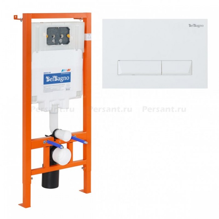 Инсталляция для унитаза BelBagno BB002-80/BB009-MR-BIANCO с белой клавишей смыва 