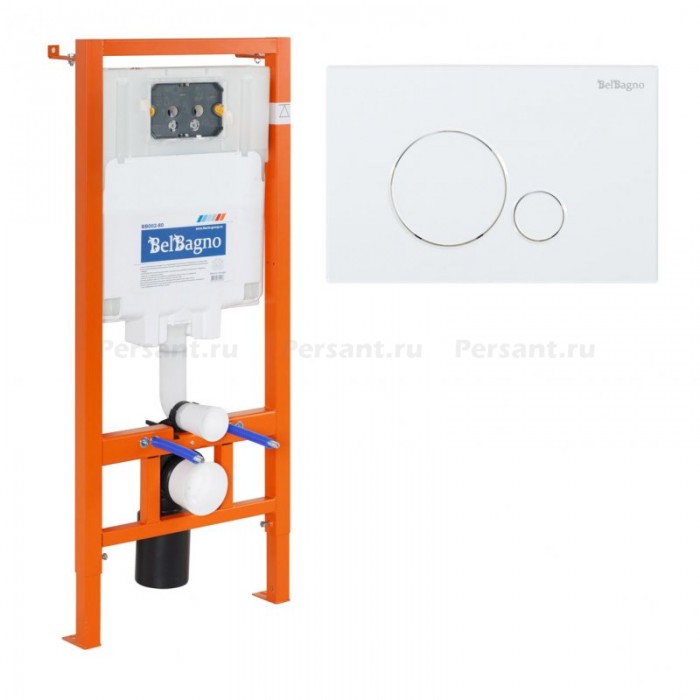 Инсталляция для унитаза BelBagno BB002-80/BB014-SR-BIANCO с белой клавишей смыва 