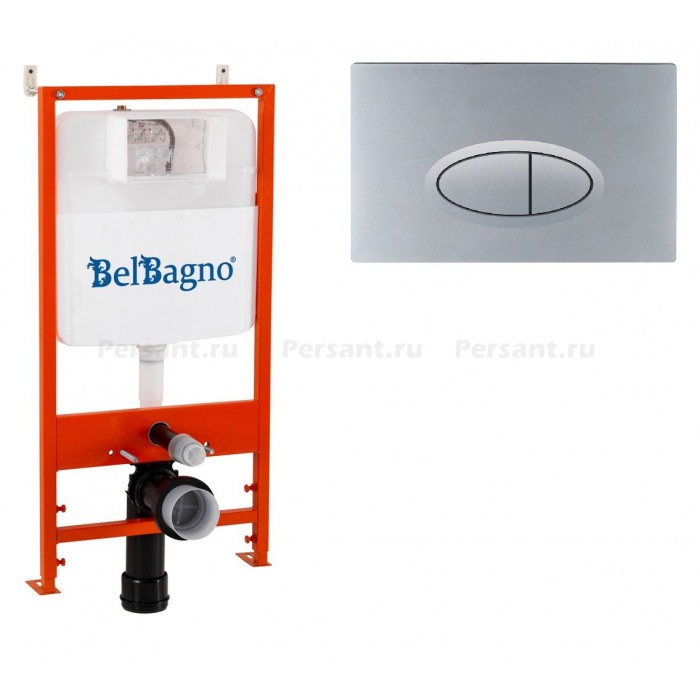 Инсталляция для унитаза BelBagno BB026/BB050CR.MAT с клавишей смыва матовый хром