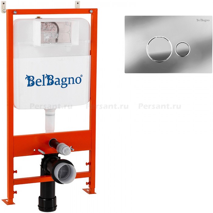 Инсталляция для унитаза BelBagno BB026/BB081CR с клавишей смыва хром