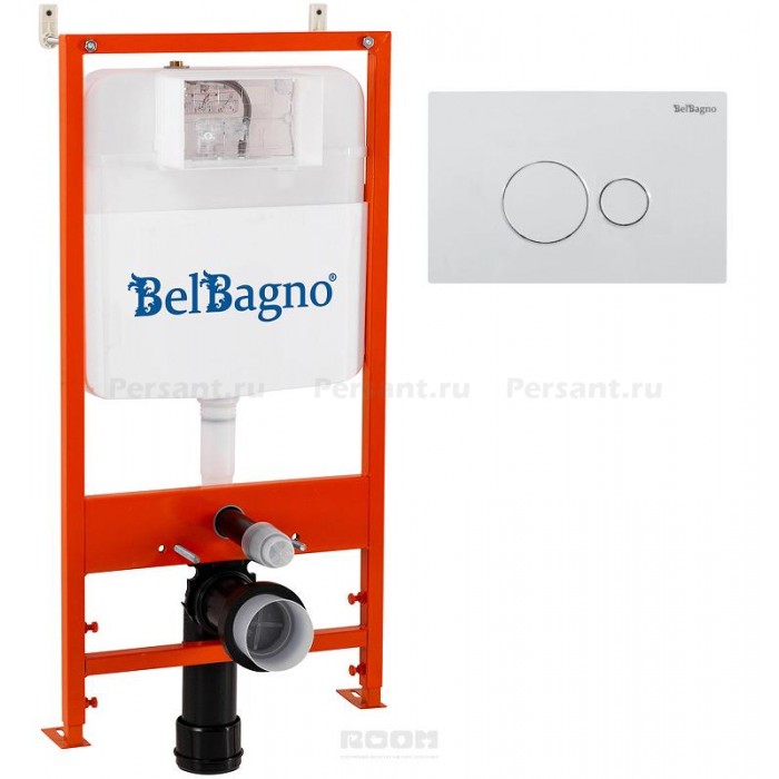 Инсталляция для унитаза BelBagno BB026/BB082BL с белой клавишей смыва