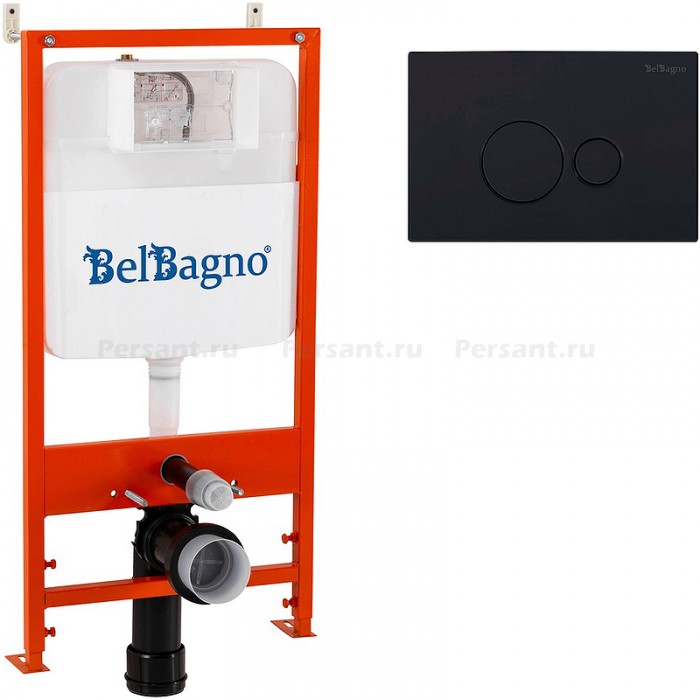 Инсталляция для унитаза BelBagno BB026/BB084NERO с черной клавишей смыва
