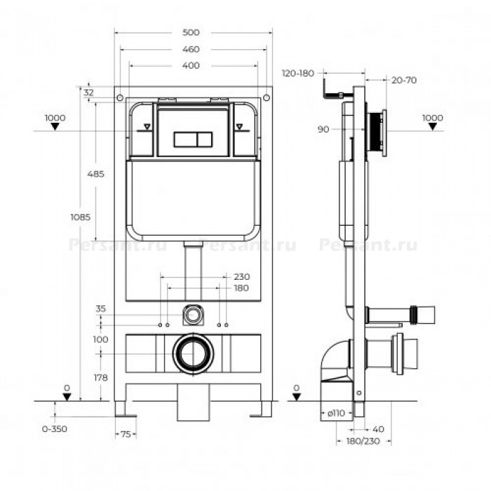 Инсталляция для унитаза Cezares CZR-1589-M, ширина 50 см, механический смыв