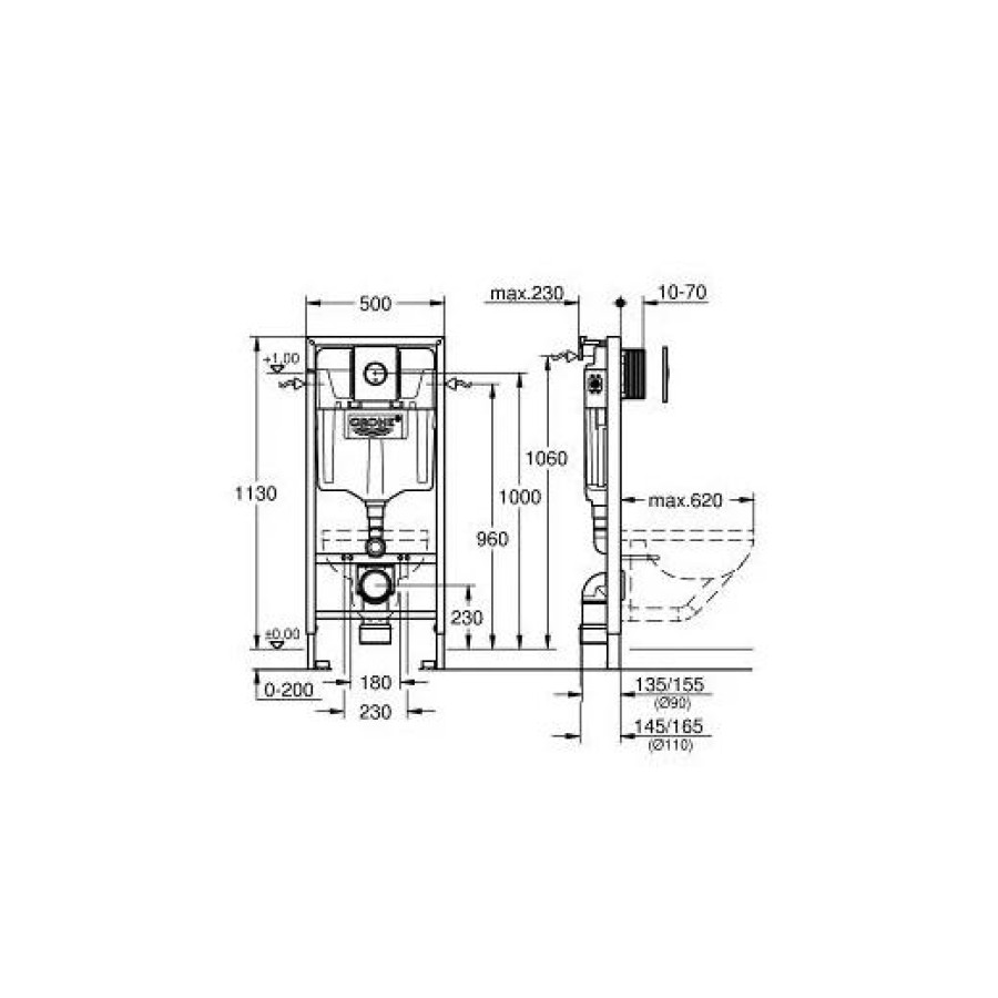 Инсталляция для унитаза Grohe Rapid SL 38813001 в комплекте с клавишей