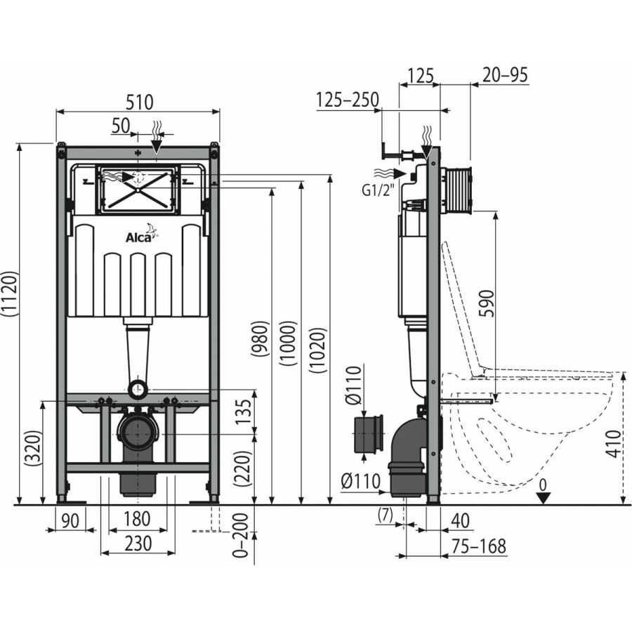 Инсталляция для унитазов AlcaPlast AM101/1120-4:1 RU M1720-1-001