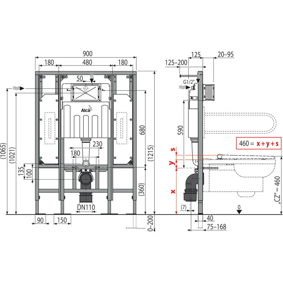 Инсталляция Alcaplast Sadromodul AM101/1300H для людей с ограниченными возможностями