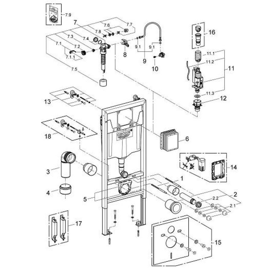 Инсталляция для унитаза 2 в 1 Grohe Rapid SL 38536001