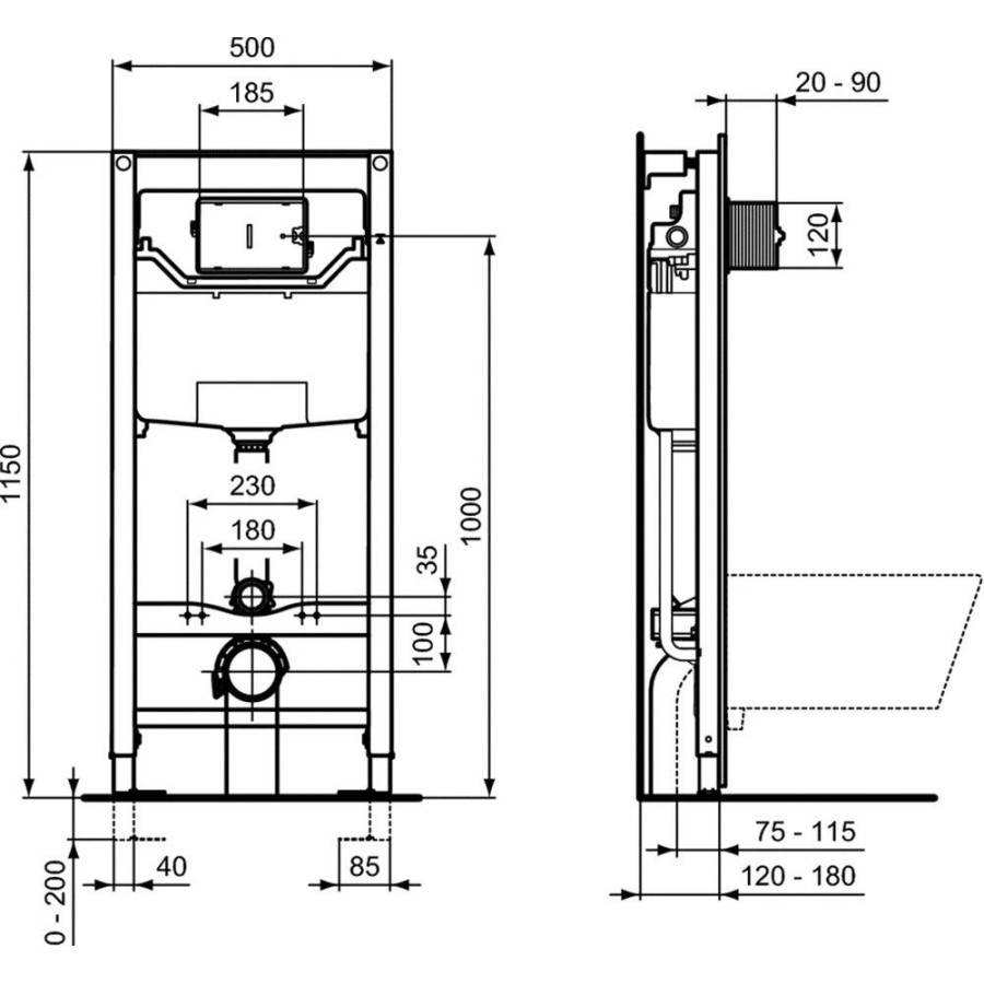 Комплект унитаза с инсталляцией Ideal Standard I Life B (I001401)