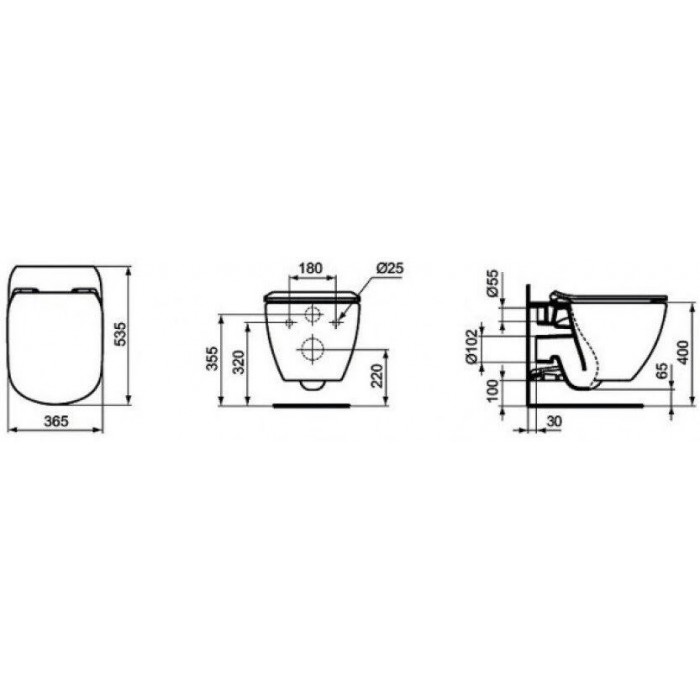 Комплект унитаза с инсталляцией Ideal Standard Tesi AquaBlade T386801
