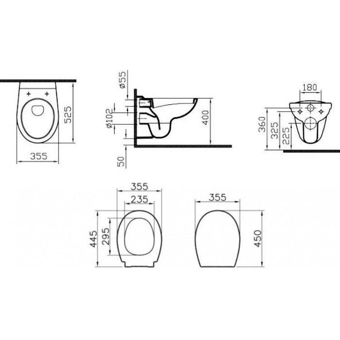 Комплект 4 в 1 VitrA Normus 9773B003-7206 сиденье микролифт