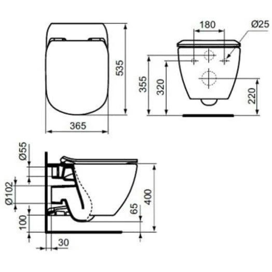 Унитаз подвесной с инсталляцией и кнопкой Ideal Standard Tesi R030501