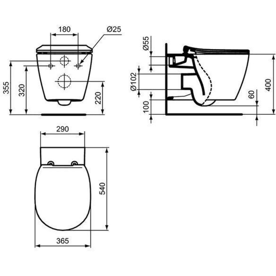 Унитаз подвесной с инсталляцией и кнопкой Ideal Standard ProSys R030701