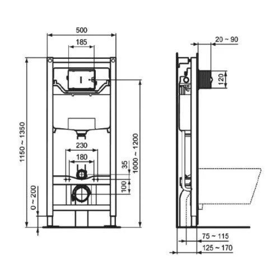 Унитаз подвесной с инсталляцией и кнопкой Ideal Standard Connect E212701