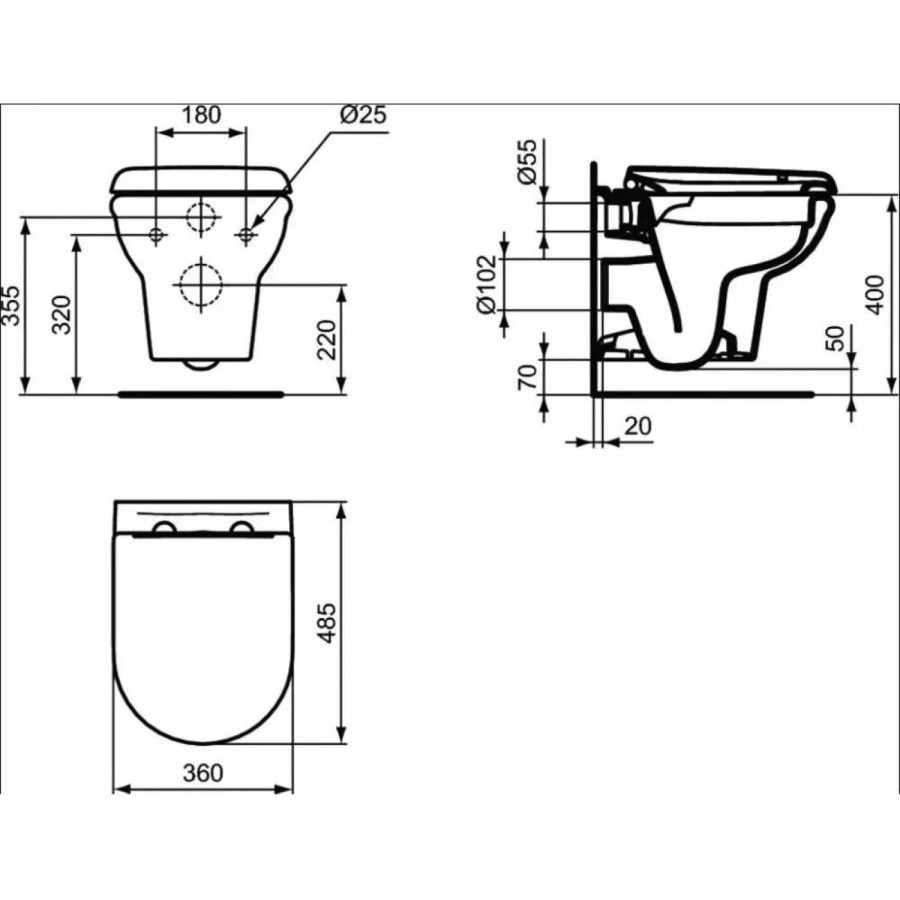 Комплект унитаз с инсталляцией и крышкой Ideal Standard Exacto Rimless Prosys Frame 120 M X042601