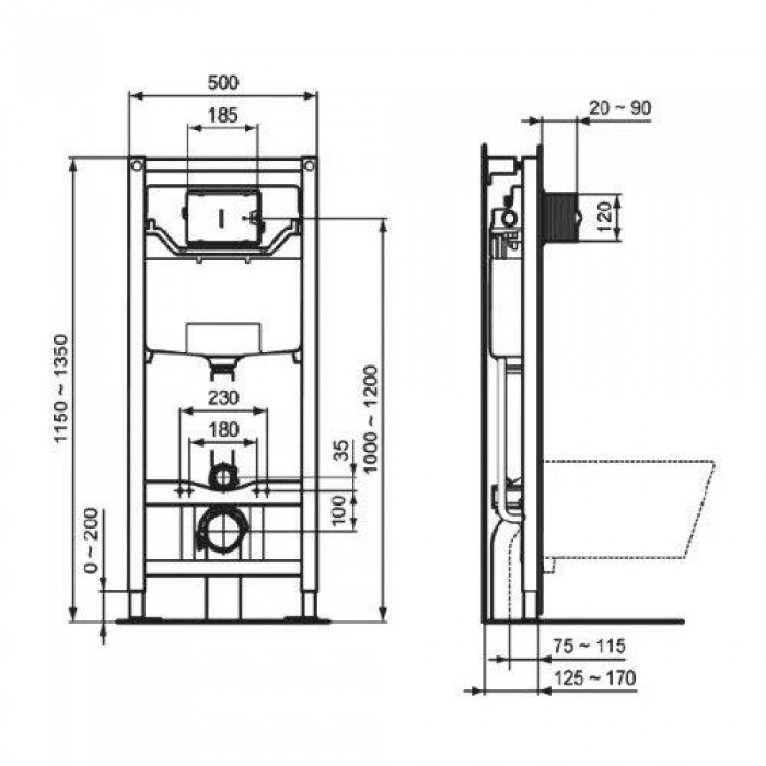 Комплект унитаз с инсталляцией Ideal Standard Connect Air AquaBlade E212801