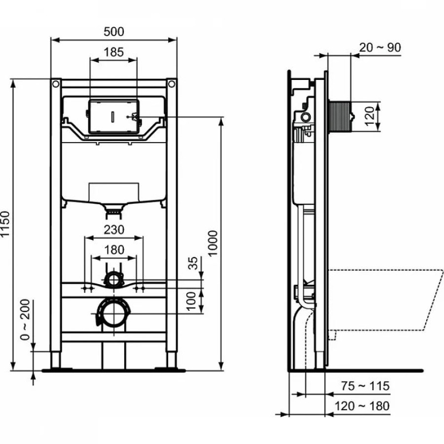 Комплект унитаза с инсталляцией Ideal Standard Strada II E387001 белый