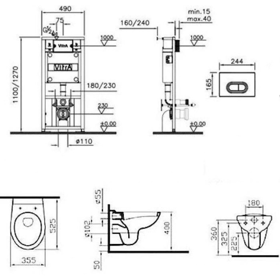 Комплект VitrA Normus 4 в 1 9773B003-7200 с микролифтом