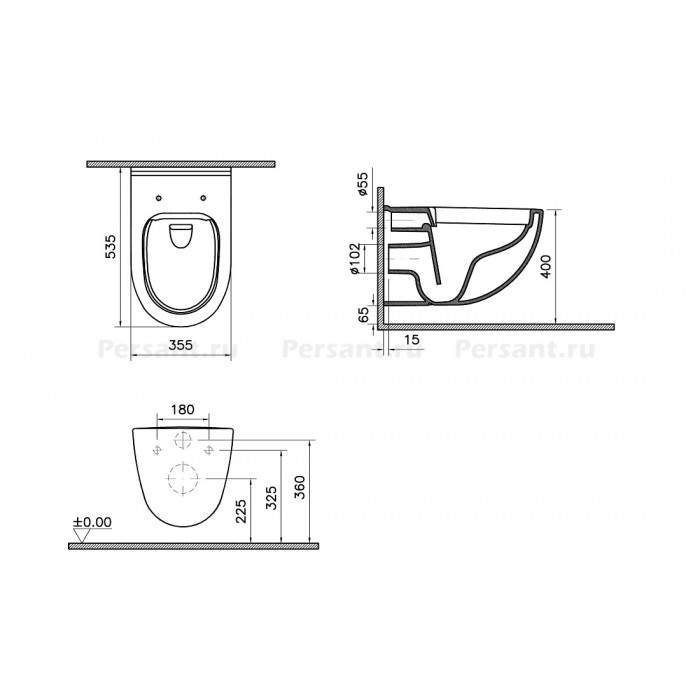 Комплект 4 в 1 Vitra S40 9860B003-7200 безободковый с сиденьем микролифт
