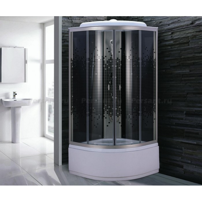 Душевая кабина Niagara Eco NG-7507-14BLACK (80х80х215) высокий поддон, стекло мозаика