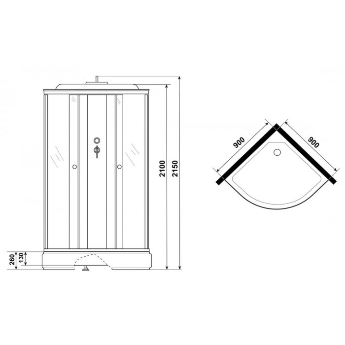 Душевая кабина Niagara Classic NG-6501-14 (90х90х215) средний поддон, стекло тонированное