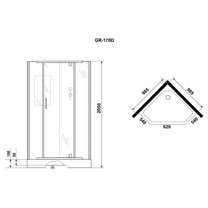 Душевая кабина Grossman Classic GR271D (90х90х205) дверь распашная, универсальная