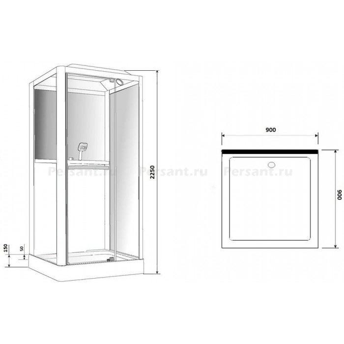 Душевая кабина Grossman Alba GR126 (90x100x225) дверь распашная, белый профиль