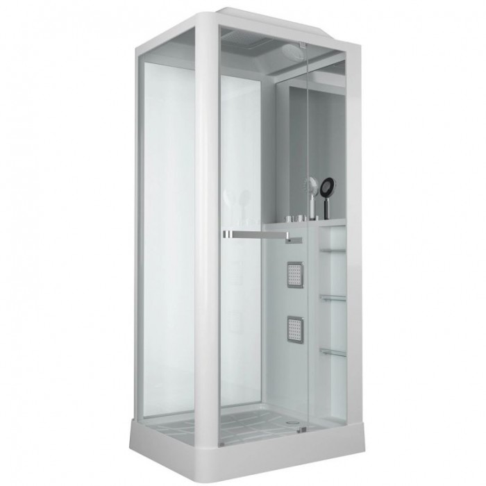 Душевая кабина Grossman Alba GR122 (80x100x225) дверь распашная, белый профиль