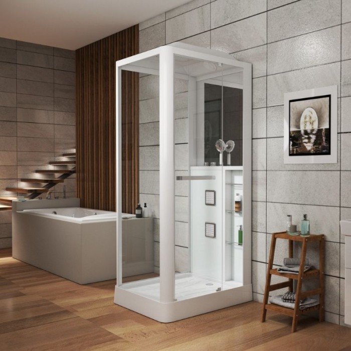 Душевая кабина Grossman Alba GR122 (80x100x225) дверь распашная, белый профиль