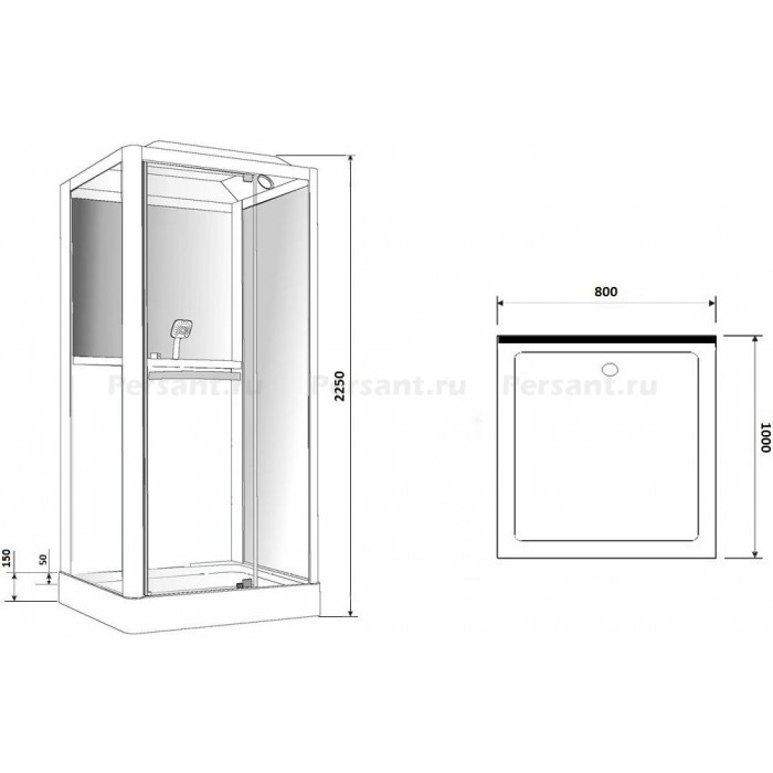 Душевая кабина Grossman Alba GR122 (80x100x225) дверь распашная, белый профиль