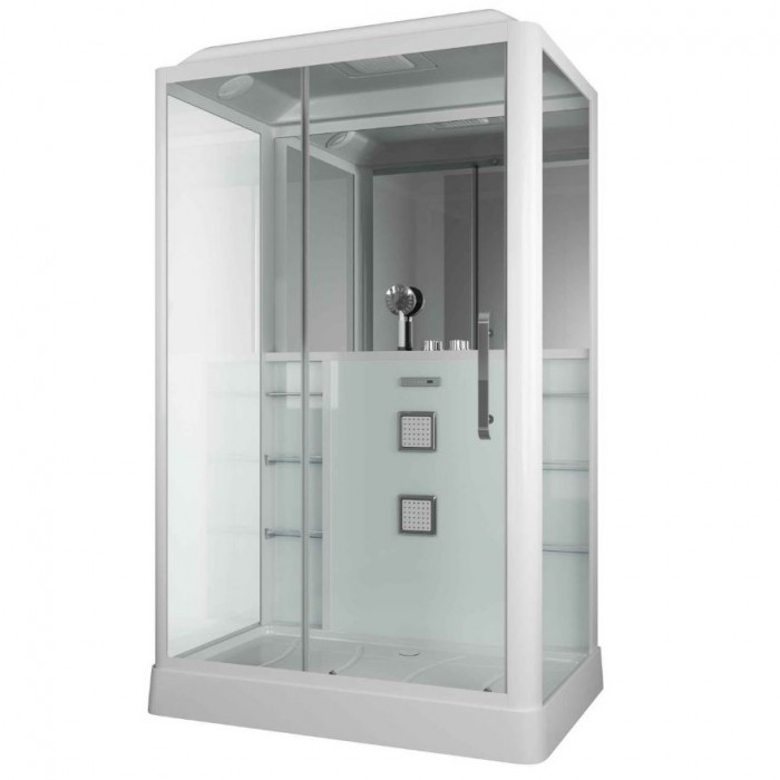 Душевая кабина Grossman Alba GR128L (90x135x225) дверь разджвижная, белый профиль