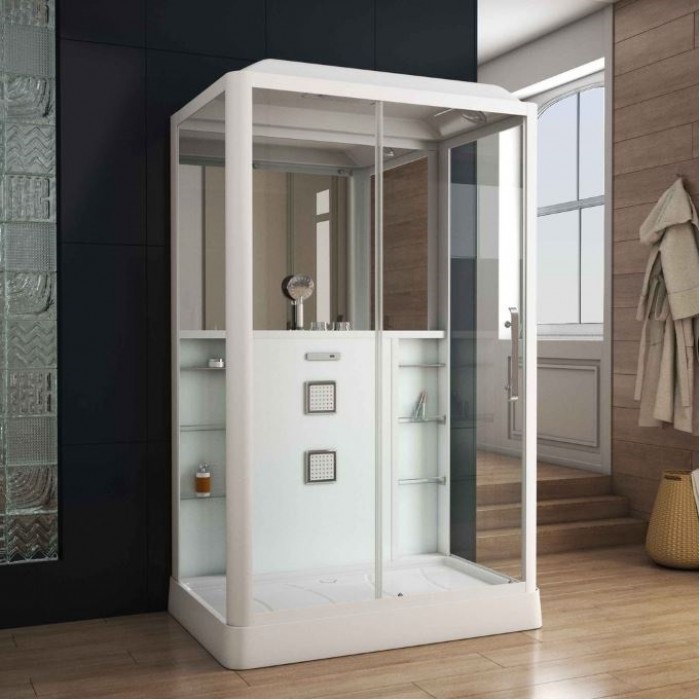 Душевая кабина Grossman Alba GR128L (90x135x225) дверь разджвижная, белый профиль