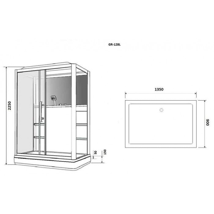Душевая кабина Grossman Alba GR128L (90x135x225) дверь разджвижная, белый профиль
