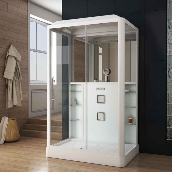 Душевая кабина Grossman Alba GR128R (90x135x225) дверь разджвижная, белый профиль