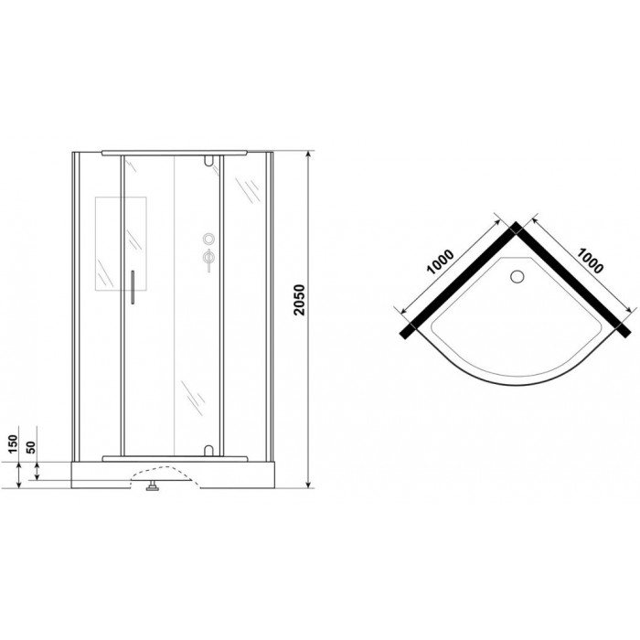 Душевая кабина Grossman Classic GR170 (100х100х205) дверь распашная, профиль хром