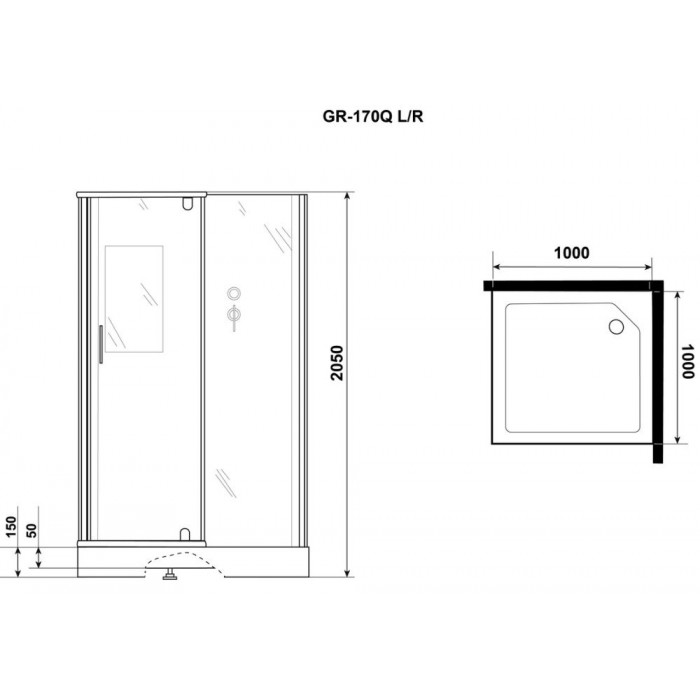 Душевая кабина Grossman Classic GR170QR (100х100х205) дверь распашная, профиль хром
